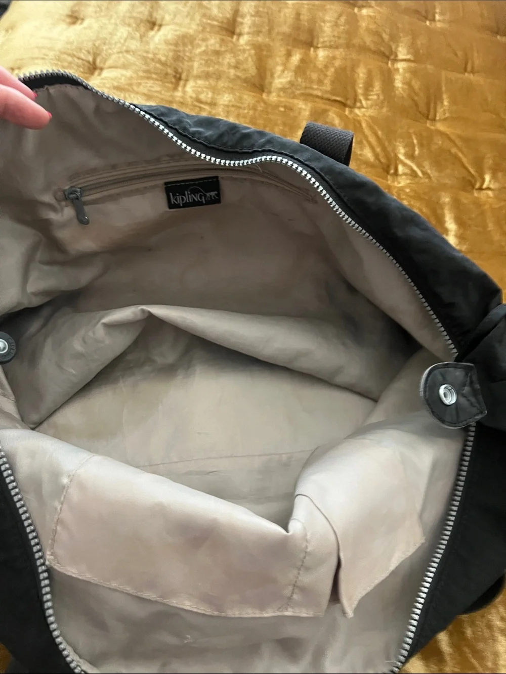 Kipling Black Travel Tote Bag with Front Zip Pocket